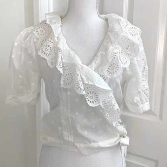 Forever That Girl by Anthropologie white cotton eyelet lace blouse - Picture 10 of 11